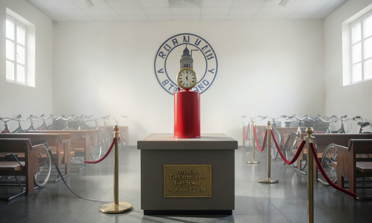 12-Uhr-Trick enttarnt: Autofahrer radeln jetzt mit Benzinkanister ums Rathaus