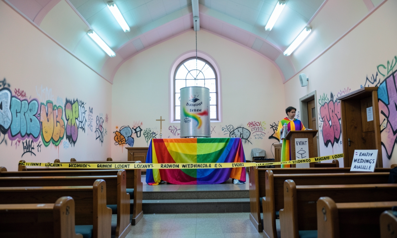 Farbspray statt Weihwasser: Vandalen tauchen Kirche in Regenbogen