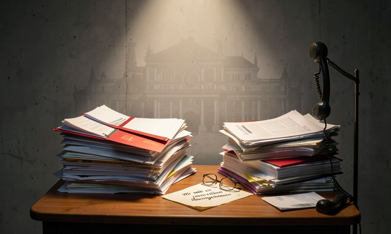 Kanzler versteckt sich als Antrobus-Darsteller auf Burgtheater-Buehne