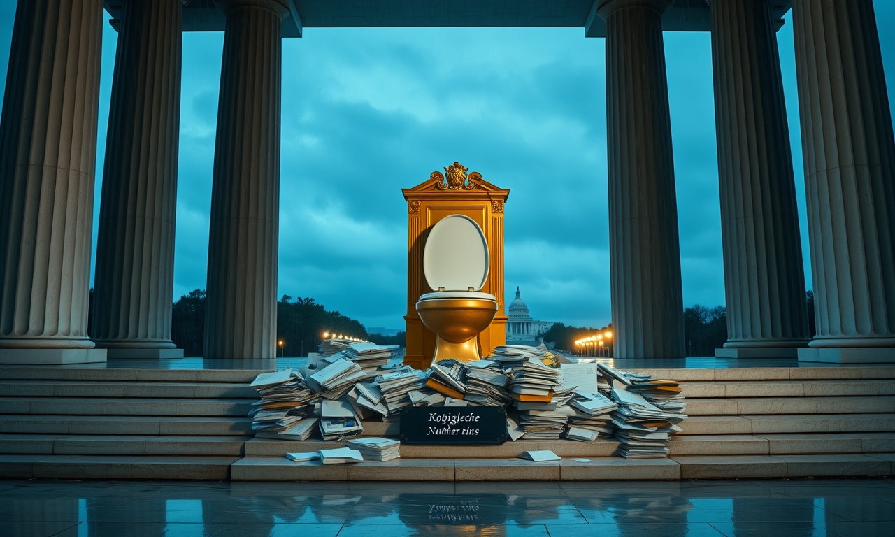 Königliche Nummer eins – Goldene Throntoilette im Nationalpark der Eitelkeit