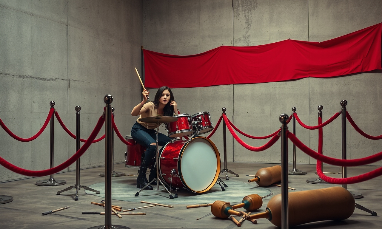 Schlagzeugerin mit Knieverletzung singt gegen Gewalt und erschreckt die Welt