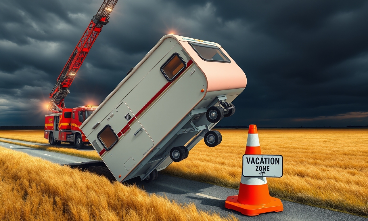 Wohnwagen macht Urlaub im Graben – Neusiedl spendet Rampe